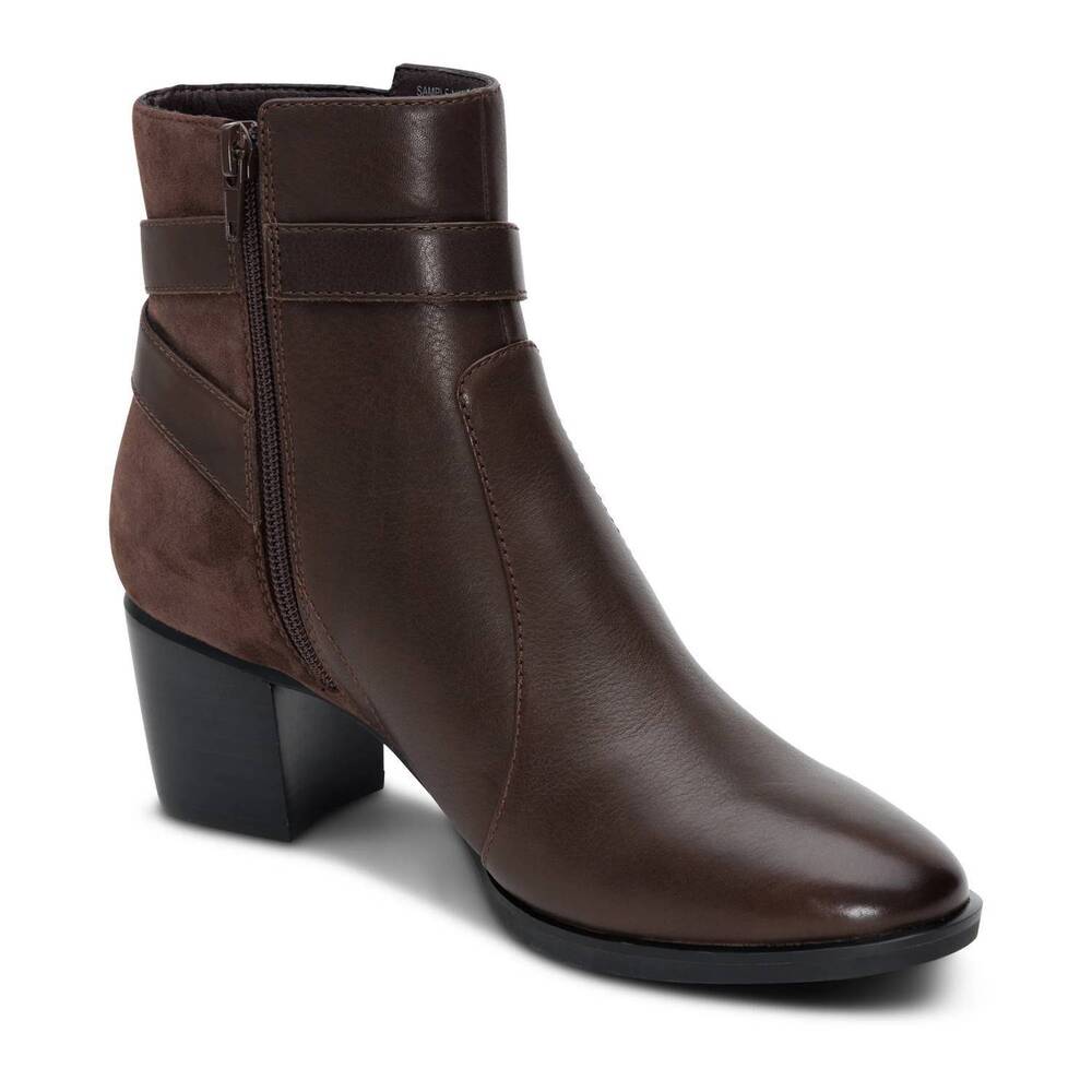 NEW AETREX women's rebecca heel boot in dark brown